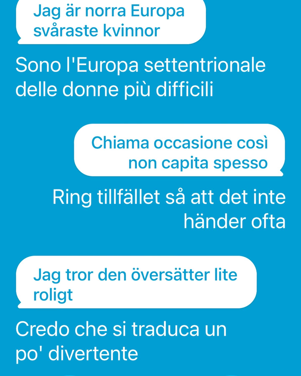 Italiensk översättningsapp översätter ett raggningsförsök