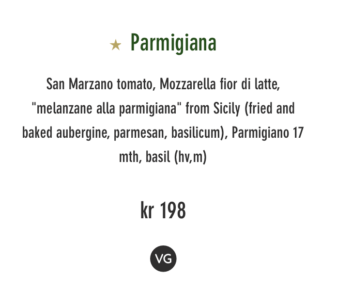 Pizza Parmigiana på Mamma Pizza i Oslo