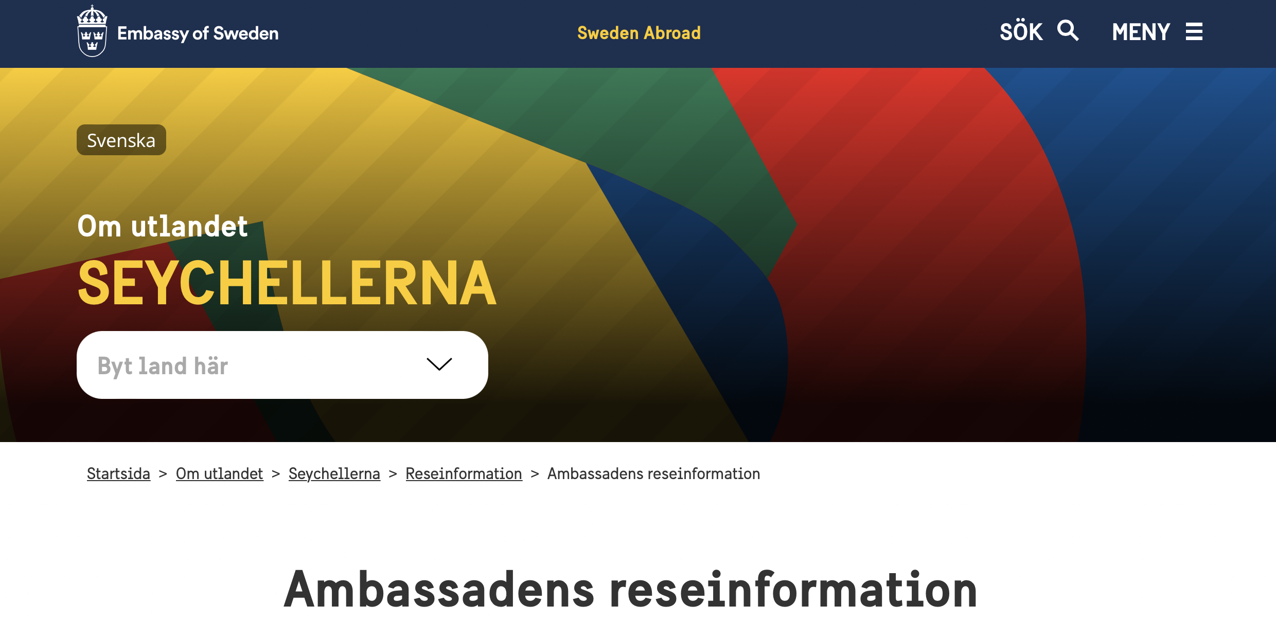 Information om Seychellerna från Svenska ambassaden
