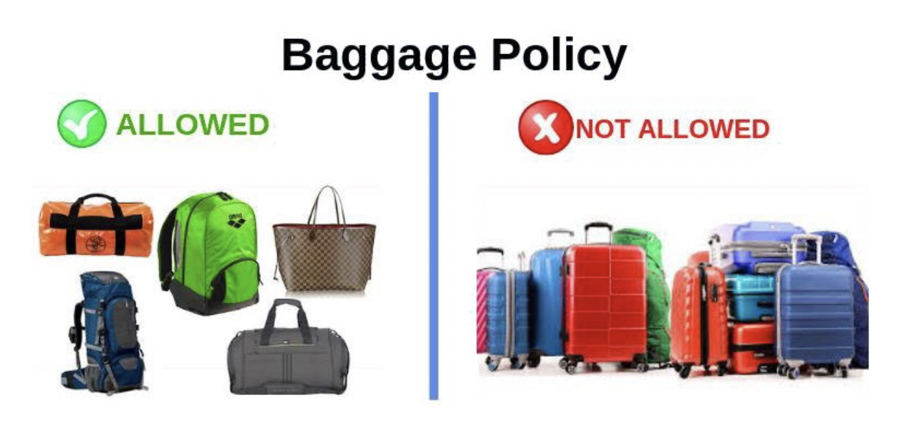 En bild som visar vilken typ av babage bussarna på Seychellerna tillåter ombord