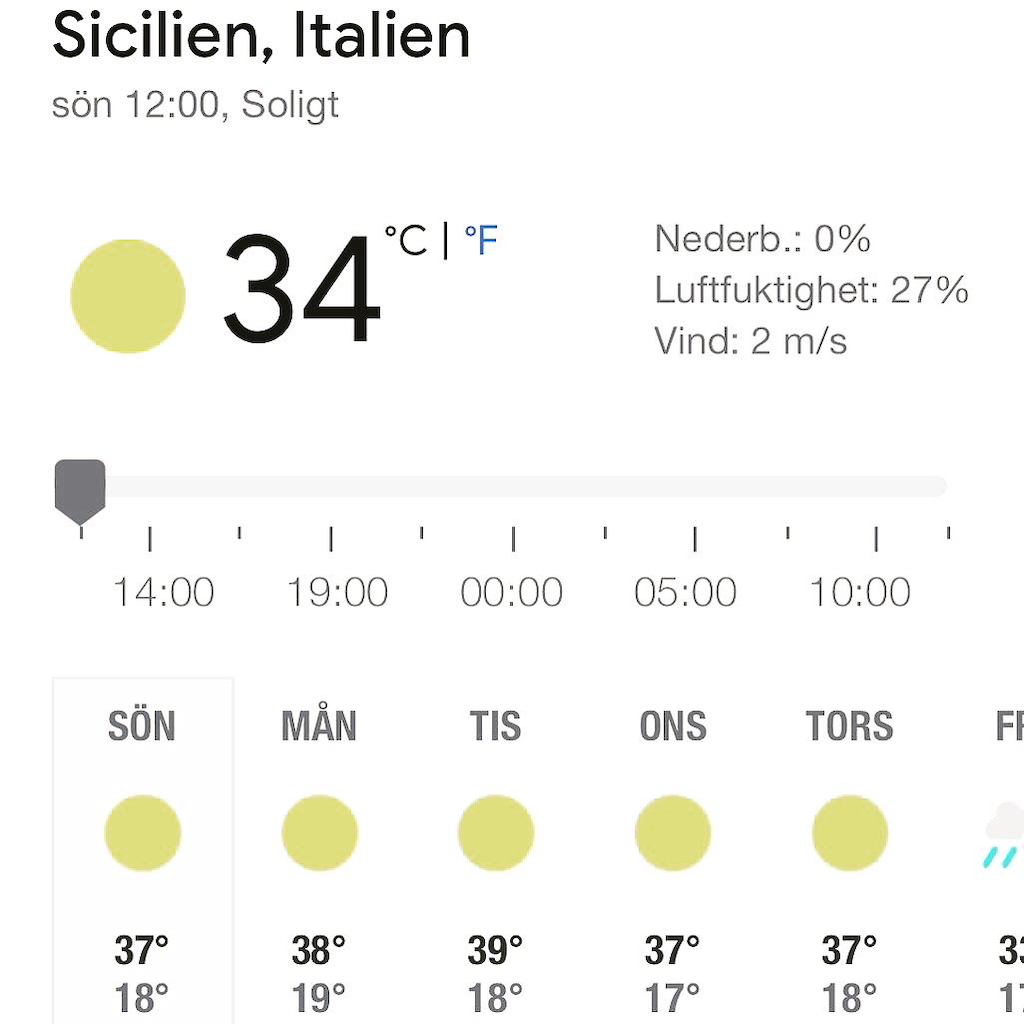 Vörmebölja på Sicilien i Italien