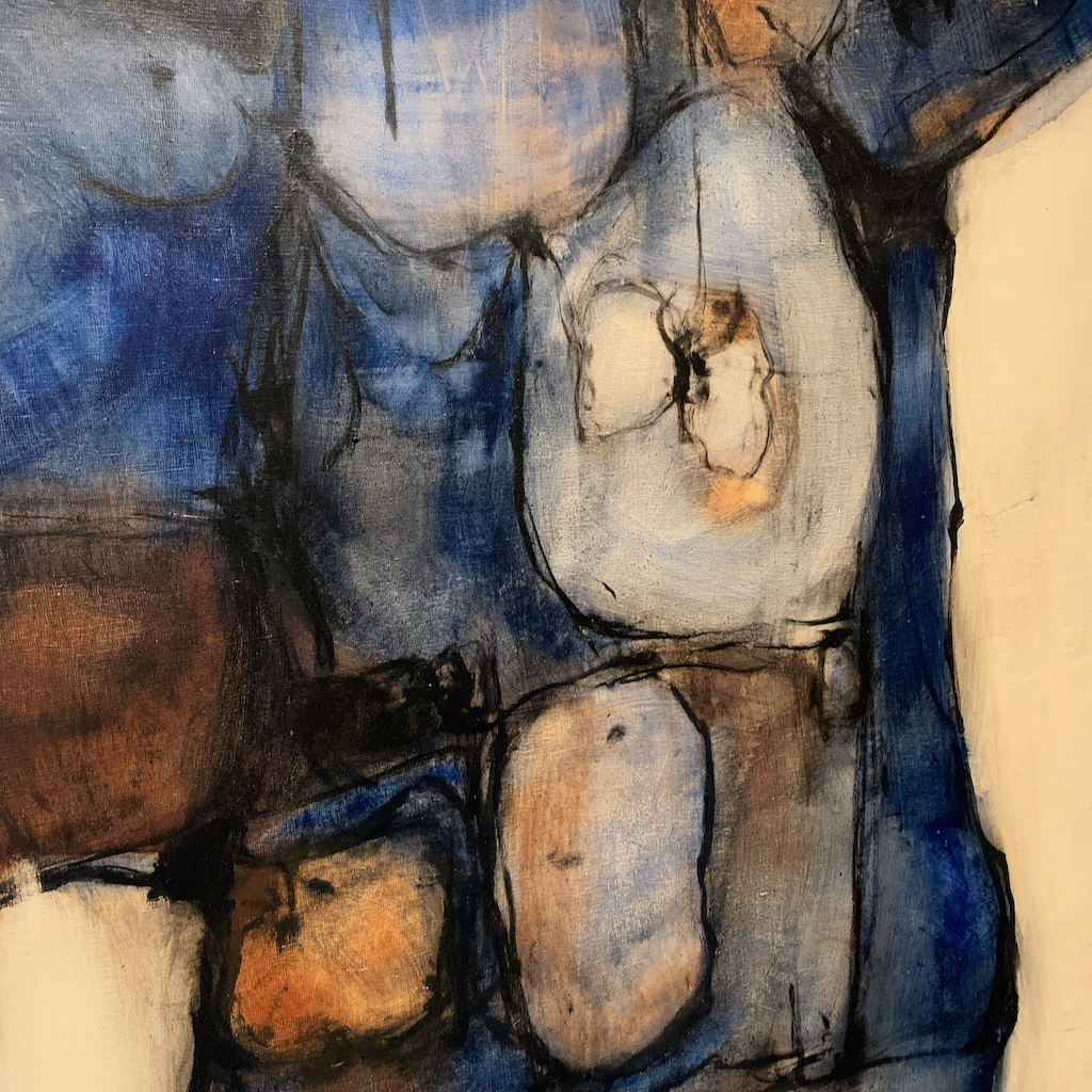 Konstverk av den grekiska konstnären Chrysssa Romano, som hänger på National Museum of Contemporary Art -EMST, i Aten, Grekland.