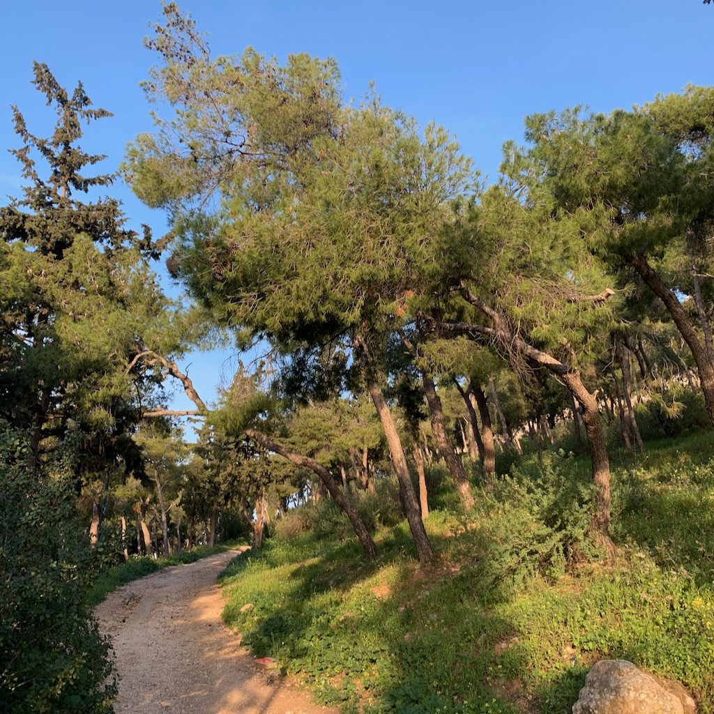 En gångväg uppför Mount Lycabettus i Aten.